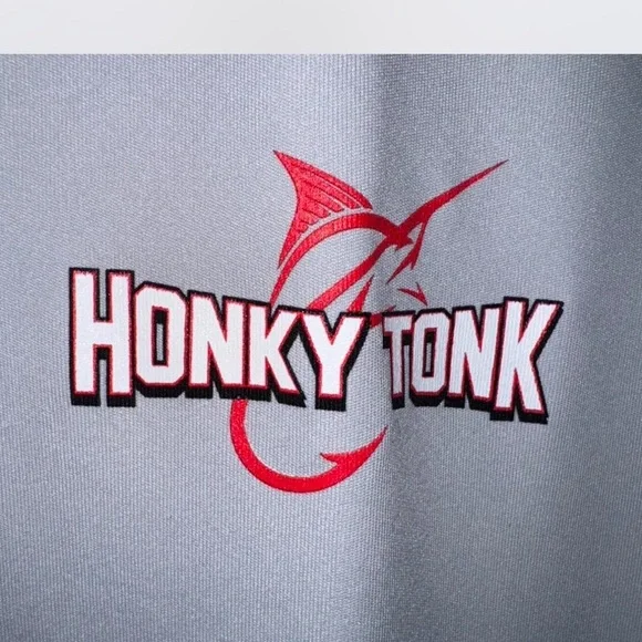Honky Tonk Manteo NC Scarborough Boatworks Long Sleeve Fishing Shirt Gray Size M - Picture 2 of 6
